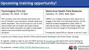 training free pysch first aid Durango info CDPHE 01.08.2024