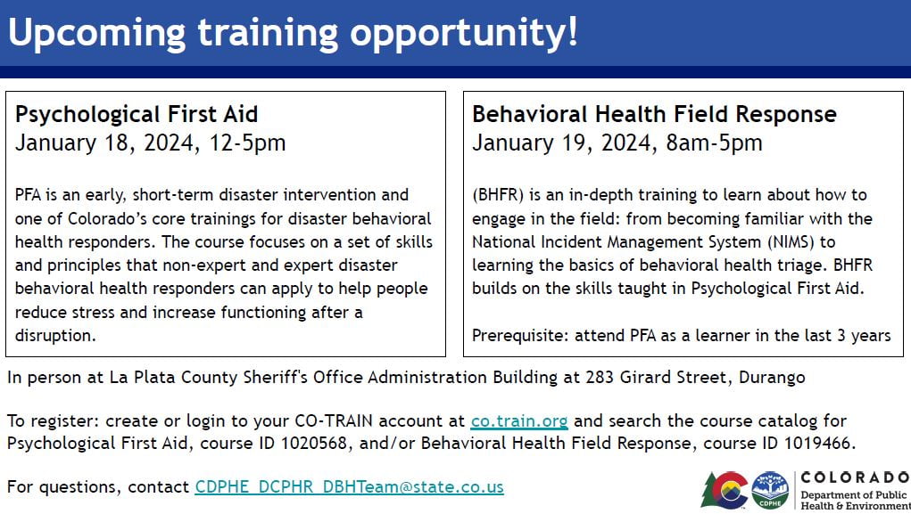 Free behavioral health training is available to equip community with