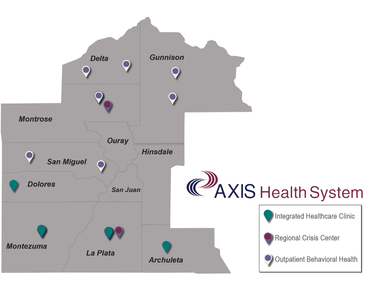 axis health system map of locations in colorado